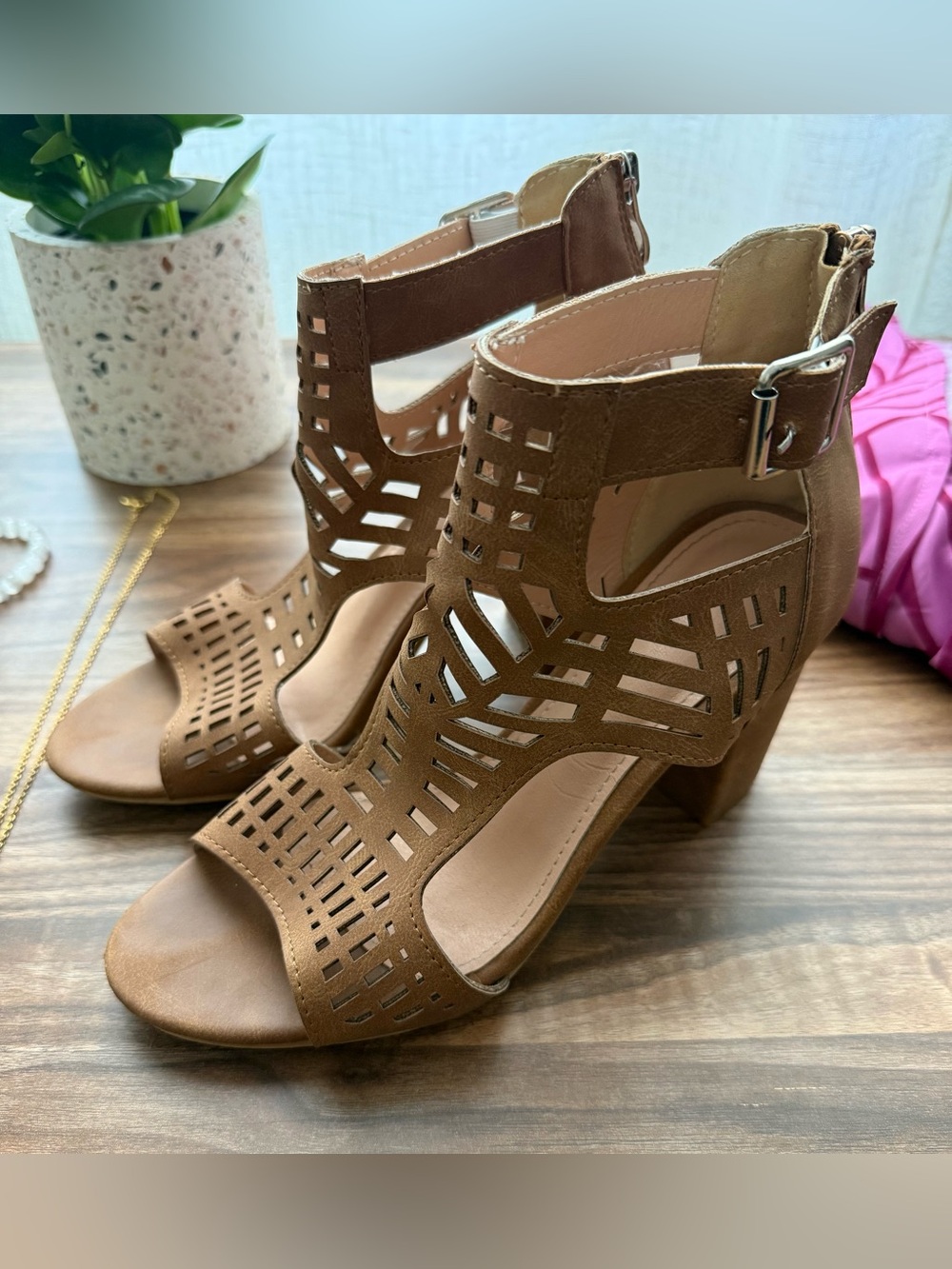 Boho Cutout Block Heel Sandals